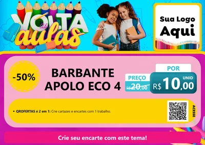 Modelo de Cartaz para Cartaz A4 Horizontal com o tema Volta às Aulas para Armarinho e Aviamentos