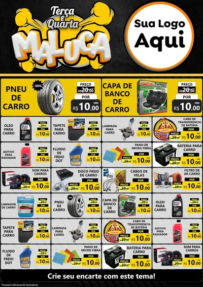 Modelo de Encarte para Encarte A4 Vertical com o tema Terça e Quarta Maluca para Auto peças