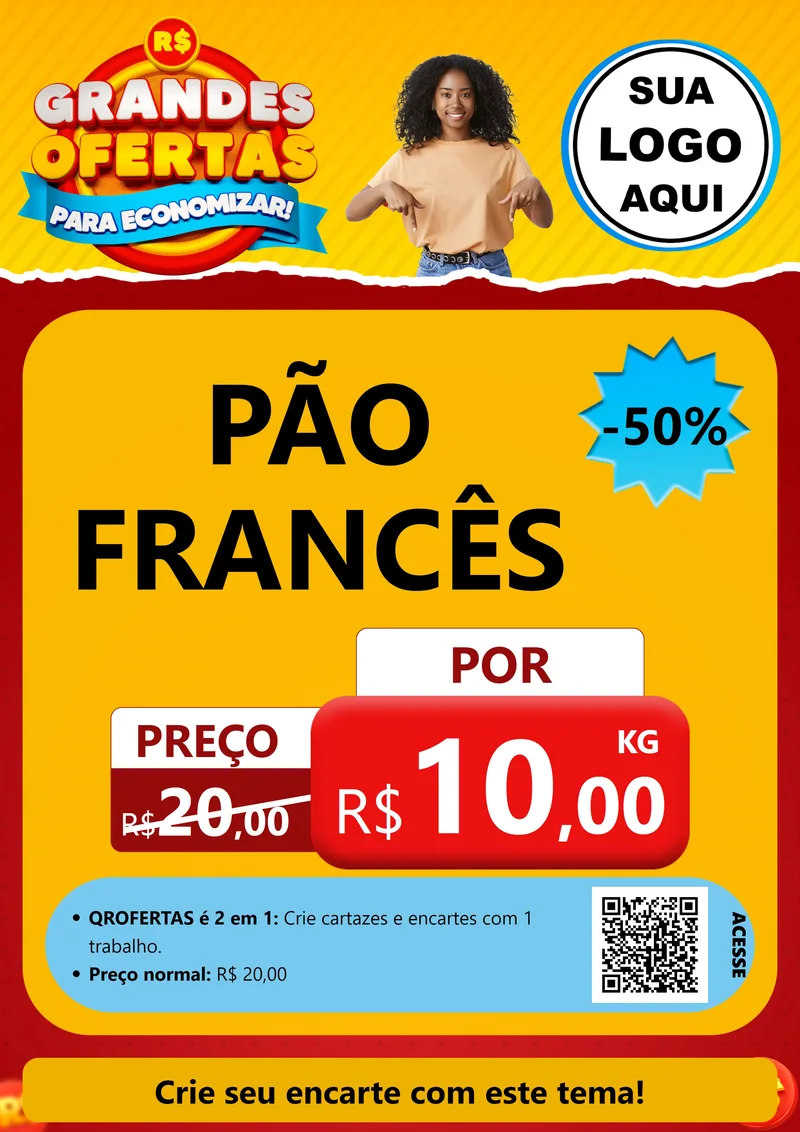 Modelo de Cartaz para Cartaz A4 Vertical com o tema Grandes Ofertas Para Economizar! para Padaria