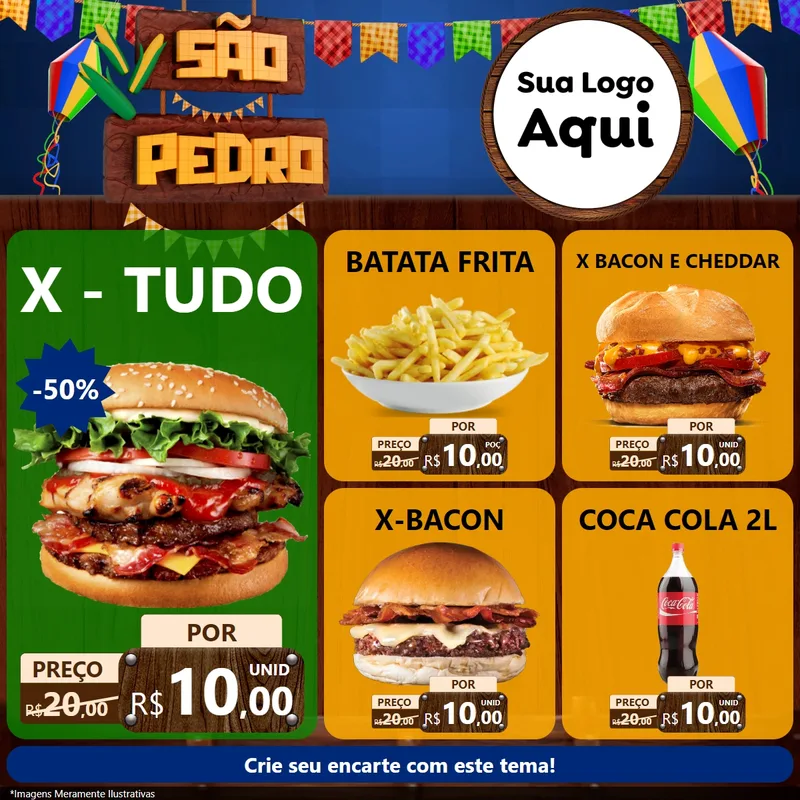 Modelo de Rede Social para Feed Facebook com o tema São Pedro para Hamburgueria