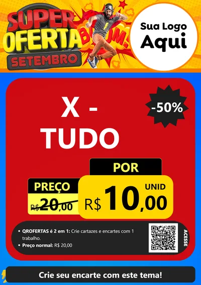 Modelo de Cartaz para Cartaz A4 Vertical com o tema Super Oferta Setembro para Hamburgueria