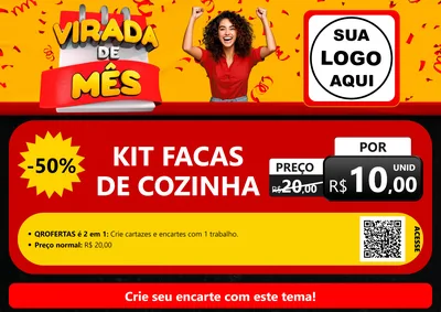 Modelo de Cartaz para Cartaz A4 Horizontal com o tema Virada de Mês para Utilidades Domésticas