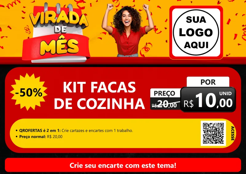 Modelo de Cartaz para Cartaz A4 Horizontal com o tema Virada de Mês para Utilidades Domésticas