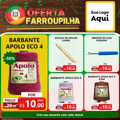 Modelo de Rede Social para Feed Facebook com o tema Oferta Farroupilha para Armarinho e Aviamentos