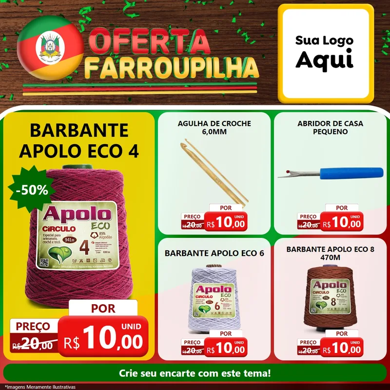 Modelo de Rede Social para Feed Facebook com o tema Oferta Farroupilha para Armarinho e Aviamentos