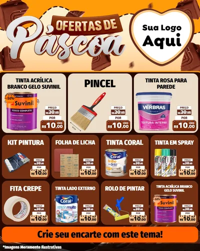 Modelo de Rede Social para Feed Instagram com o tema Ofertas de Páscoa para Tintas e Ferramentas
