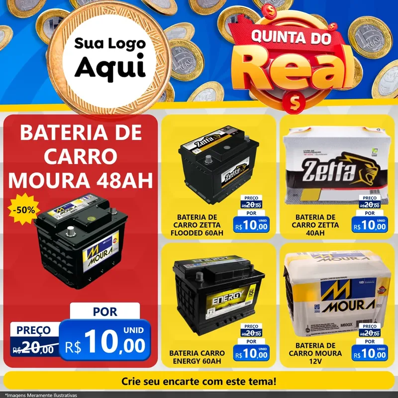 Modelo de Rede Social para Feed Facebook com o tema Quinta do Real para Baterias Elétricas