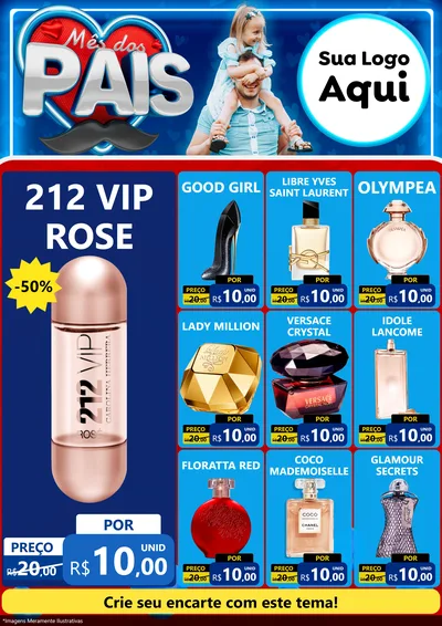 Modelo de Encarte para Encarte A4 Vertical com o tema Mês Dos Pais para Perfumes
