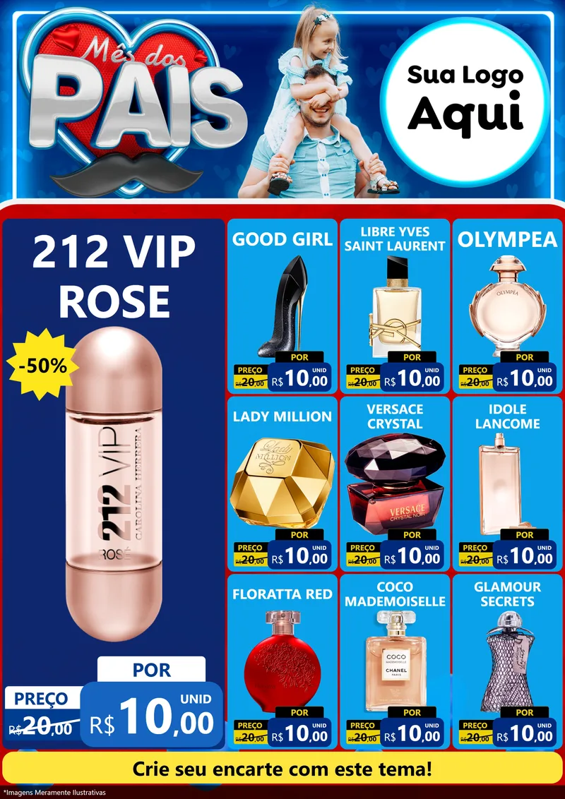Modelo de Encarte para Encarte A4 Vertical com o tema Mês Dos Pais para Perfumes
