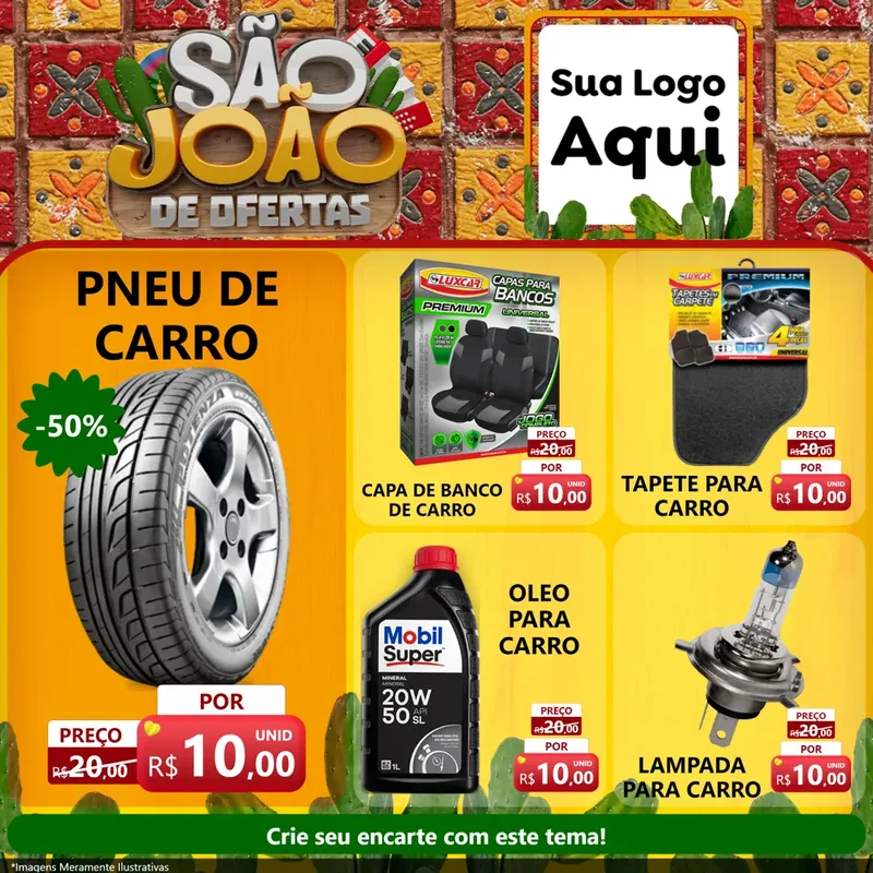 Modelo de Rede Social para Feed Facebook com o tema São João de Muitas Ofertas - Junina para Auto peças