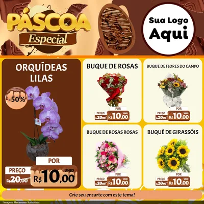 Modelo de Rede Social para Feed Facebook com o tema Páscoa Especial para Floricultura e jardim
