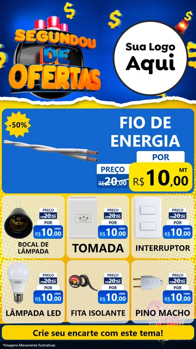 Modelo de Rede Social para Stories com o tema Segundou de Ofertas para Materiais Elétricos