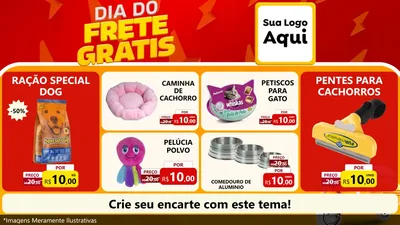 Modelo de TV para TV Horizontal com o tema Dia do Frete Grátis para Pet Shop
