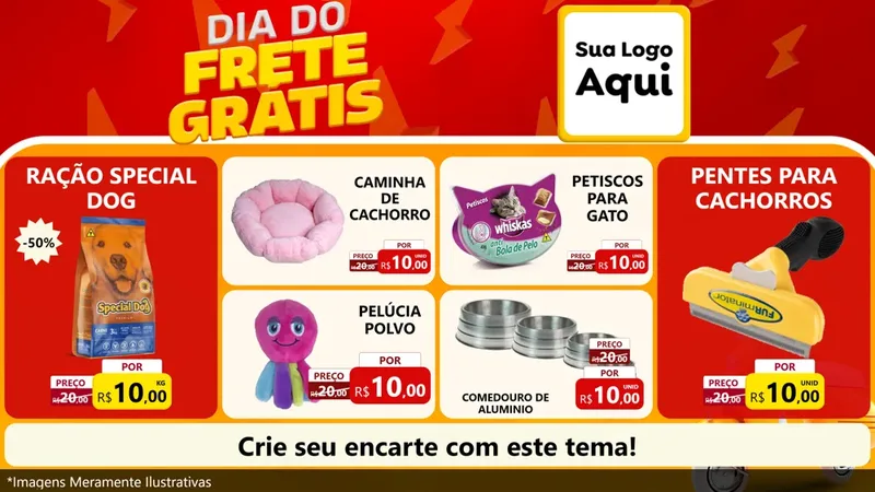 Modelo de TV para TV Horizontal com o tema Dia do Frete Grátis para Pet Shop
