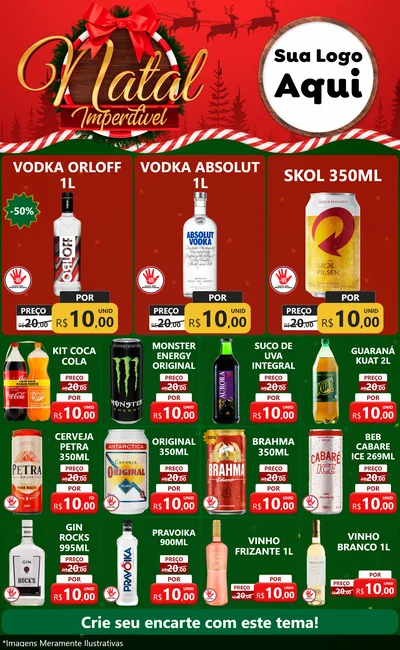 Modelo de Encarte para Encarte Grande com o tema Natal Imperdível para Distribuidora de bebidas
