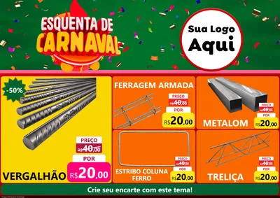 Modelo de Encarte para Encarte A4 Horizontal com o tema Esquenta de Carnaval para Ferragens