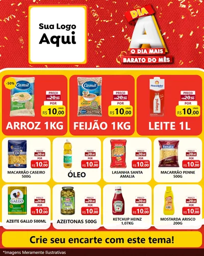 Modelo de Rede Social para Feed Instagram com o tema Dia A o Dia Mais Barato do Mês para Supermercado