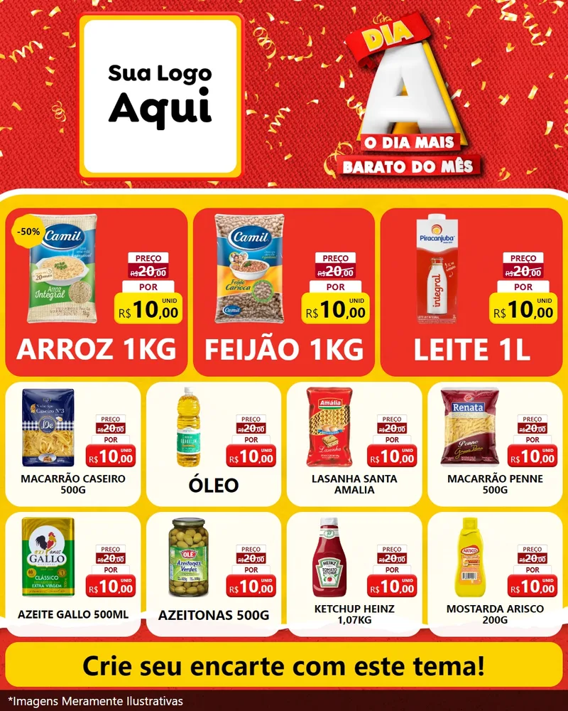 Modelo de Rede Social para Feed Instagram com o tema Dia A o Dia Mais Barato do Mês para Supermercado