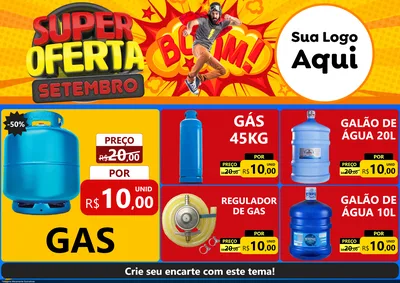 Modelo de Encarte para Encarte A4 Horizontal com o tema Super Oferta Setembro para Água e gás