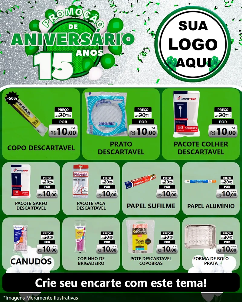 Modelo de Rede Social para Feed Instagram com o tema Promoção de Aniversário - 15 Anos para Embalagens