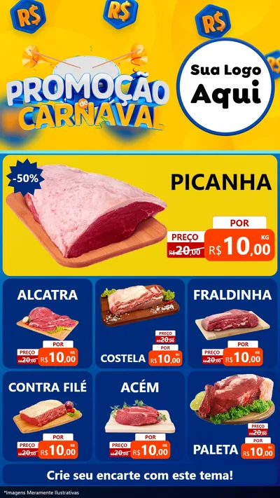 Modelo de Rede Social para Stories com o tema Promoção de Carnaval para Açougue