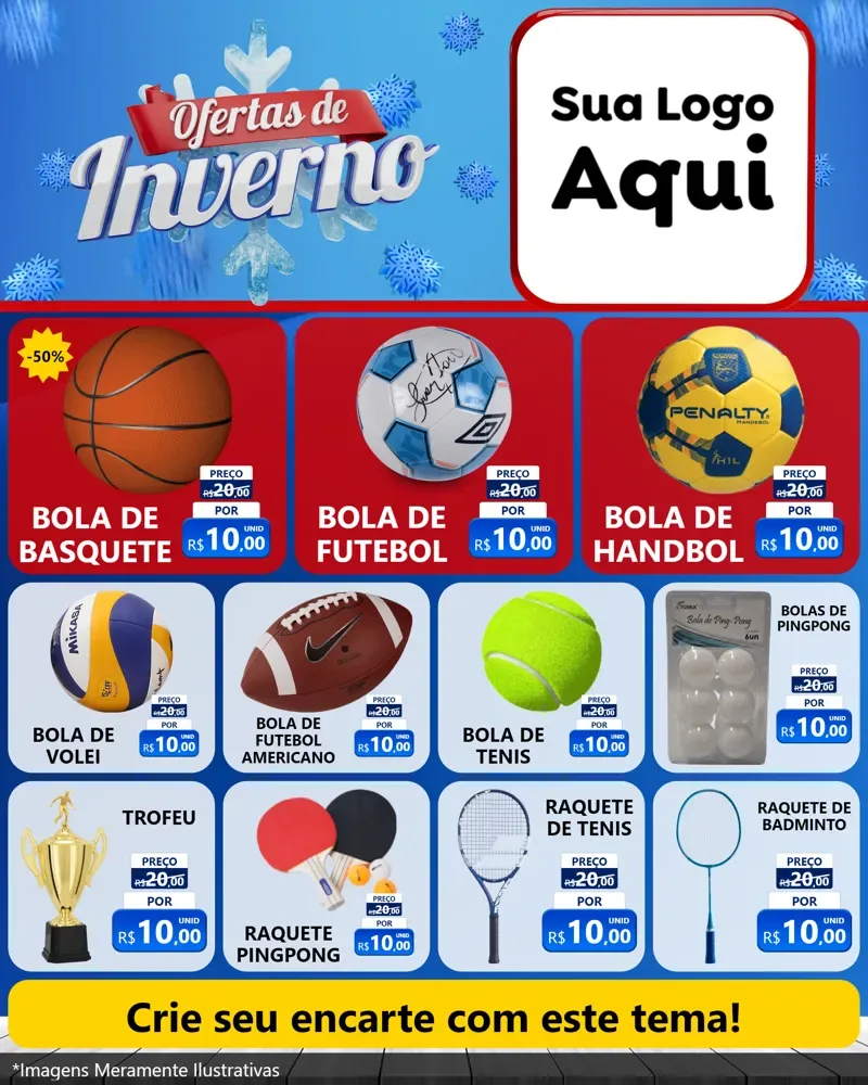 Modelo de Rede Social para Feed Instagram com o tema Ofertas de Inverno para Artigos Esportivos