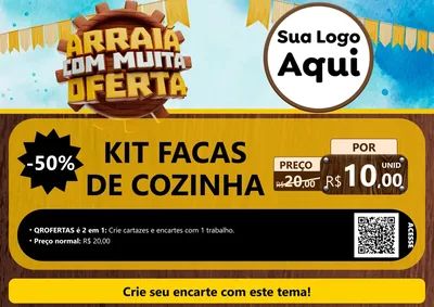 Modelo de Cartaz para Cartaz A4 Horizontal com o tema Ofertas de São João - Junina para Utilidades Domésticas