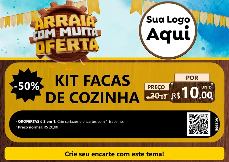 Modelo de Cartaz para Cartaz A4 Horizontal com o tema Ofertas de São João - Junina para Utilidades Domésticas