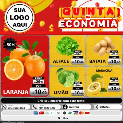 Modelo de Rede Social para Feed Facebook com o tema Quinta da Economia para Hortifrúti