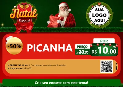 Modelo de Cartaz para Cartaz A4 Horizontal com o tema Natal Especial para Açougue