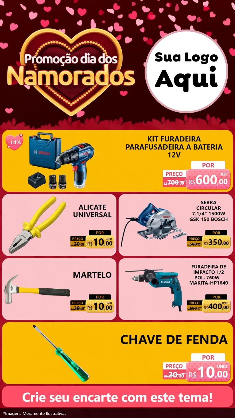 Modelo de TV para TV Vertical com o tema Promoção Dia Dos Namorados para Maquinas e Ferramentas