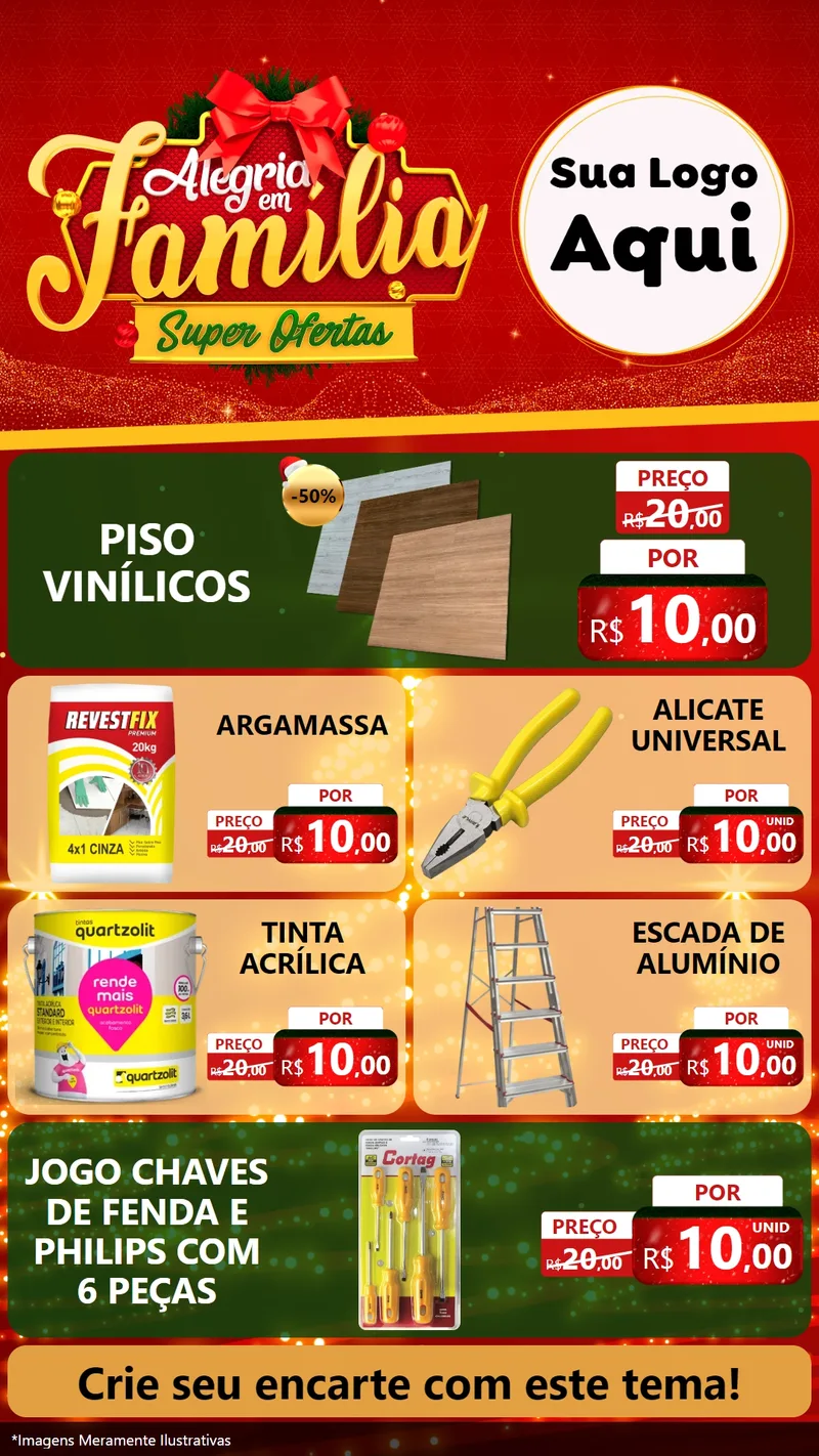 Modelo de TV para TV Vertical com o tema Alegria em Família Super Ofertas - Natal para Material para Construção