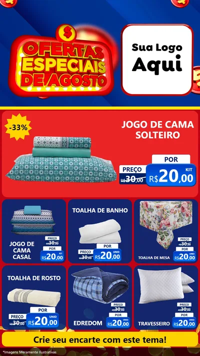 Modelo de Rede Social para Stories com o tema Ofertas Especiais de Agosto para Cama, Mesa e Banho