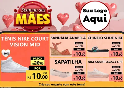 Modelo de Encarte para Encarte A4 Horizontal com o tema Semana das Mães para Calçados
