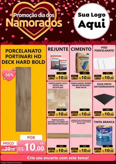 Modelo de Encarte para Encarte A4 Vertical com o tema Promoção Dia Dos Namorados para Pisos e revestimentos