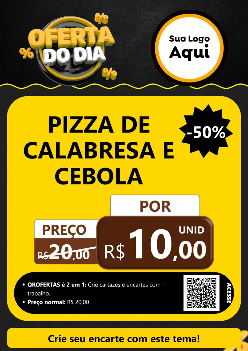 Modelo de Cartaz para Cartaz A4 Vertical com o tema Oferta Do Dia para Pizzaria