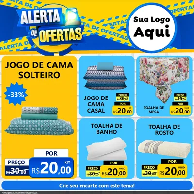 Modelo de Rede Social para Feed Facebook com o tema Alerta de Ofertas para Cama, Mesa e Banho