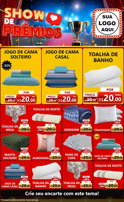 Modelo de Encarte para Encarte Grande com o tema Show de Prêmios para Cama, Mesa e Banho
