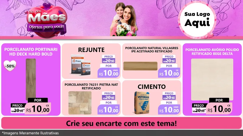 Modelo de TV para TV Horizontal com o tema Dia das Mães Ofertas para Você! para Pisos e revestimentos