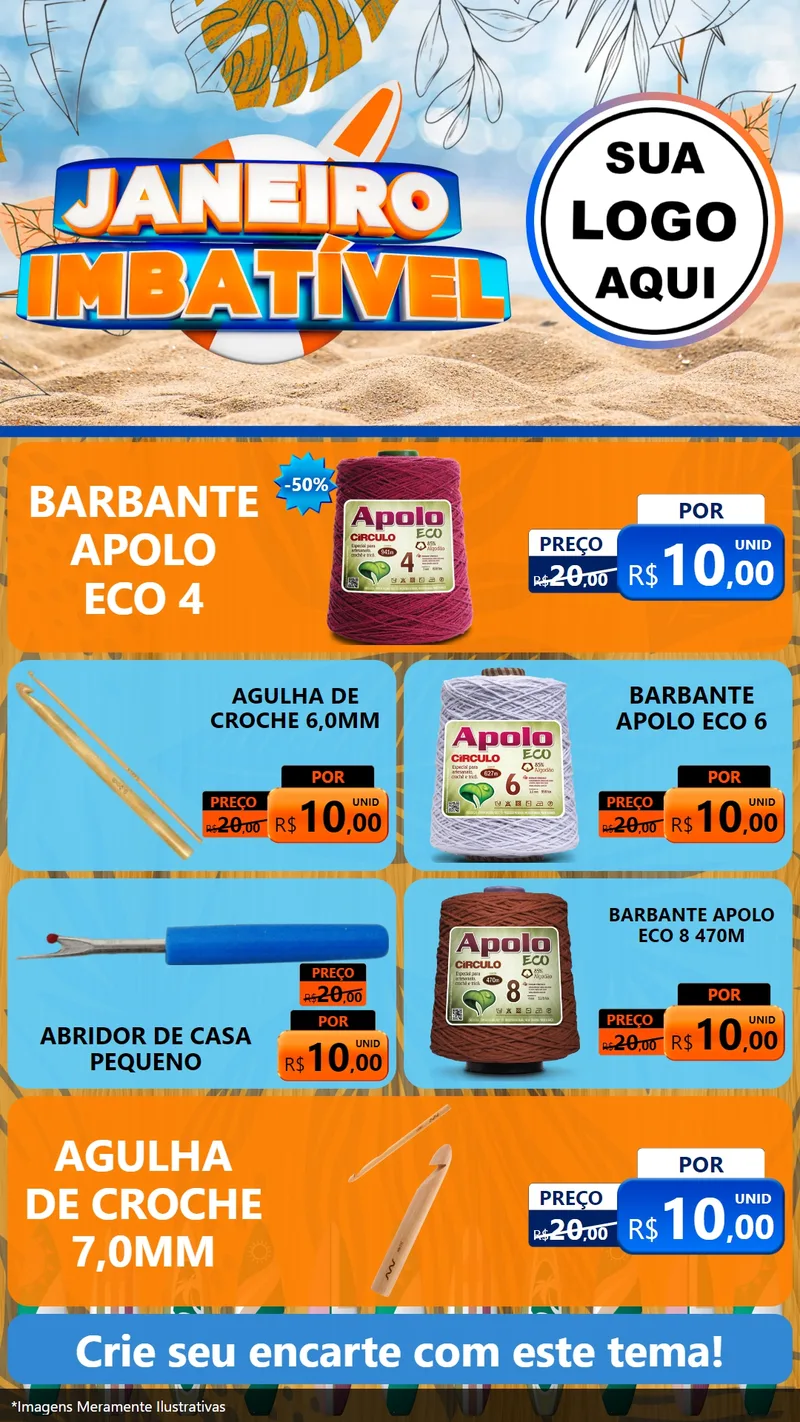 Modelo de TV para TV Vertical com o tema Janeiro Imbatível para Armarinho e Aviamentos