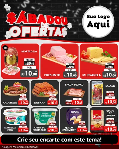 Modelo de Rede Social para Feed Instagram com o tema Sabadou de Ofertas para Frios e Laticínios