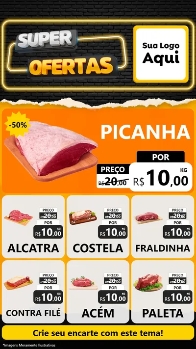 Modelo de Rede Social para Stories com o tema Super Ofertas para Açougue