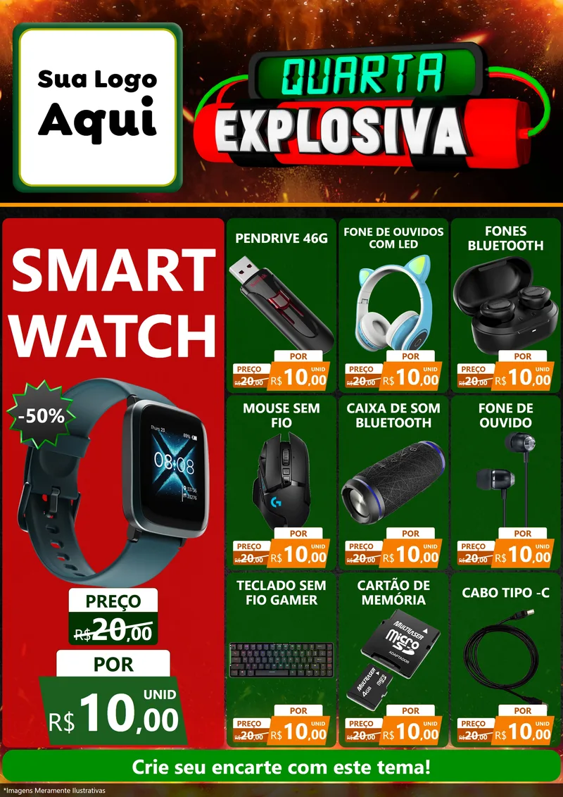 Modelo de Encarte para Encarte A4 Vertical com o tema Quarta Explosiva para Informática