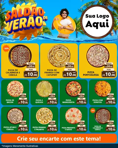 Modelo de Rede Social para Feed Instagram com o tema Saldão de Verão para Pizzaria