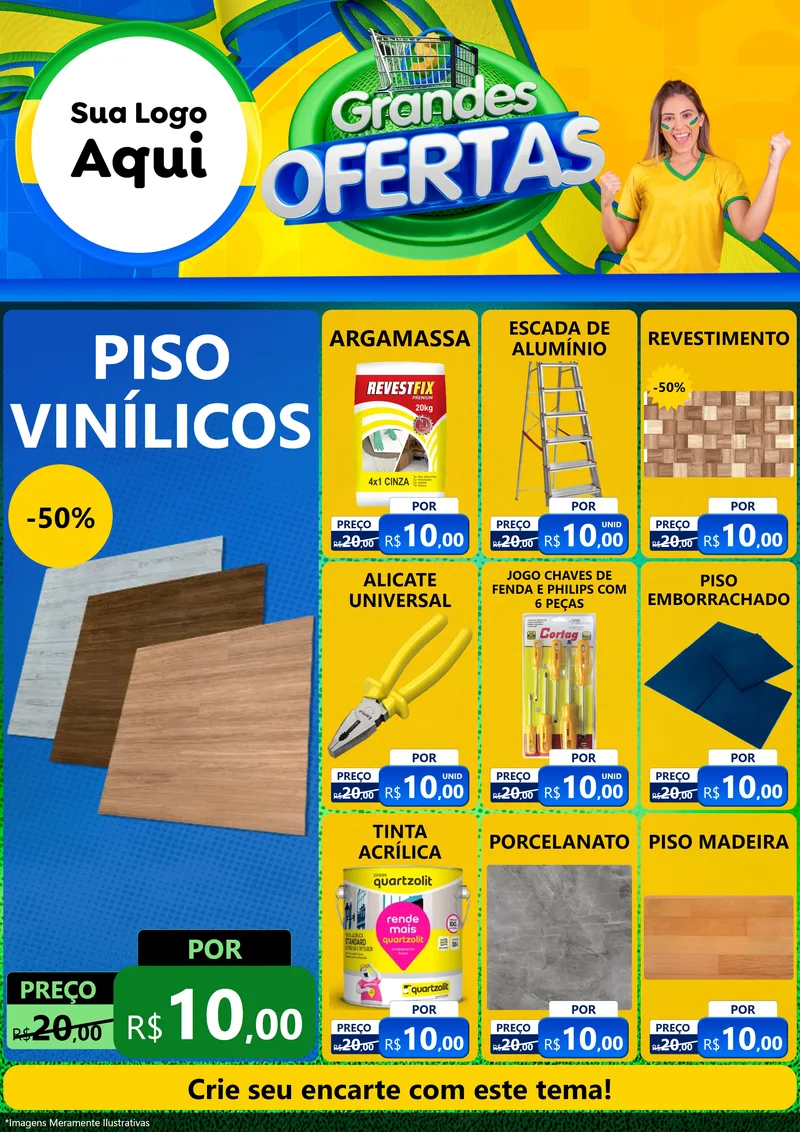 Modelo de Encarte para Encarte A4 Vertical com o tema Grandes Ofertas para Material para Construção