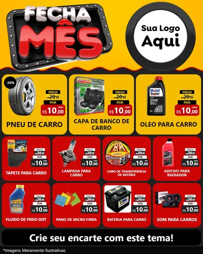 Modelo de Rede Social para Feed Instagram com o tema Fecha Mês para Auto peças