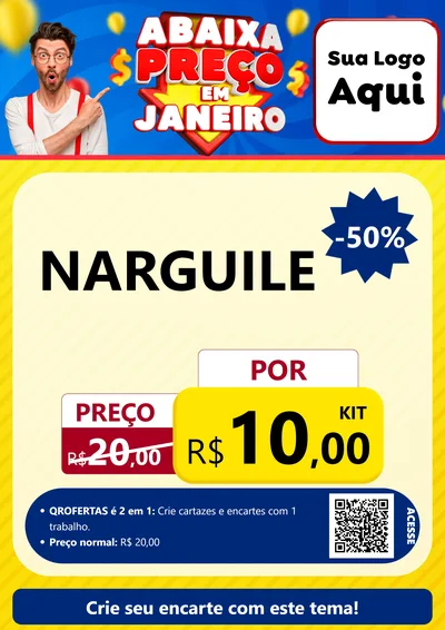 Modelo de Cartaz para Cartaz A4 Vertical com o tema Abaixa Preço em Janeiro para Tabacaria