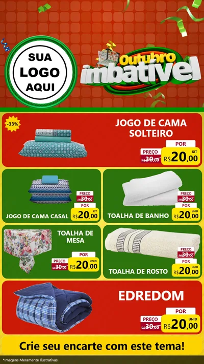 Modelo de TV para TV Vertical com o tema Outubro Imbatível para Cama, Mesa e Banho