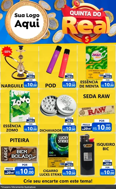 Modelo de Encarte para Encarte Grande com o tema Quinta do Real para Tabacaria