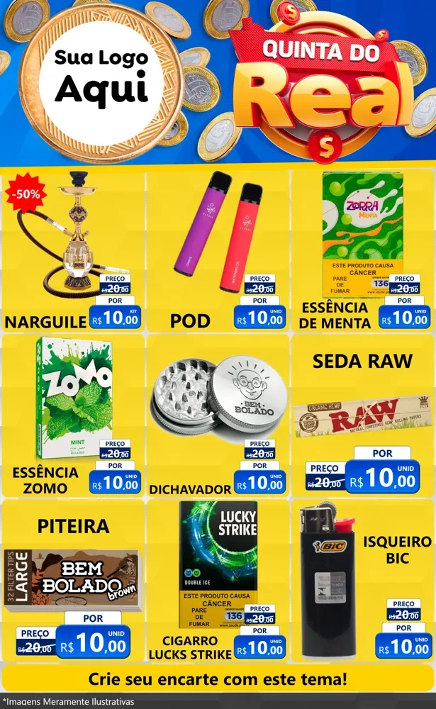 Modelo de Encarte para Encarte Grande com o tema Quinta do Real para Tabacaria